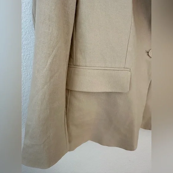 Scoop Size L Linen Blend Tan Boxy Fit Blazer - Picture 6 of 11